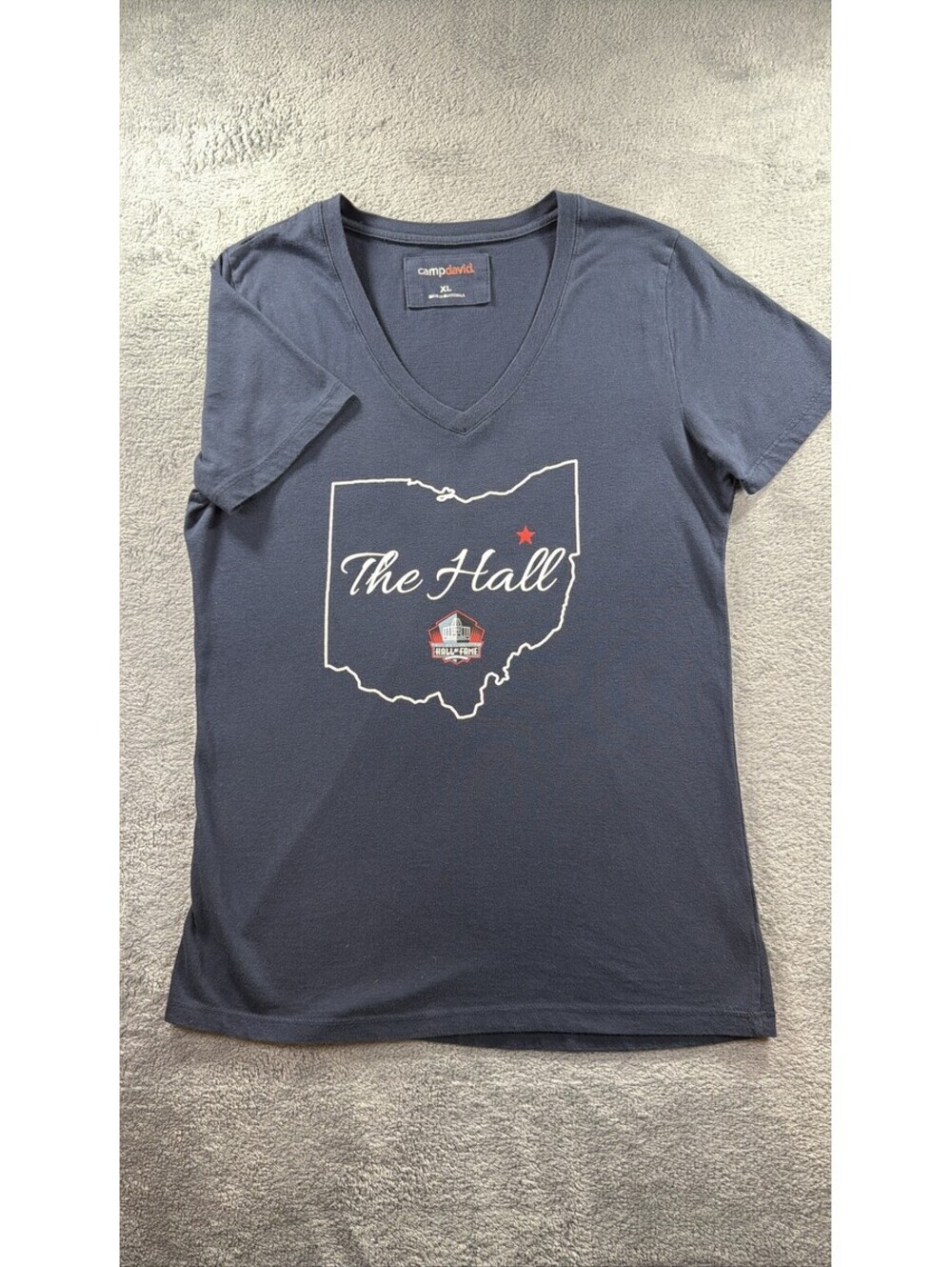 Camp David Pro Football Hall of Fame Ohio T-Shirt Womens XL V-Neck - Picture 1 of 7
